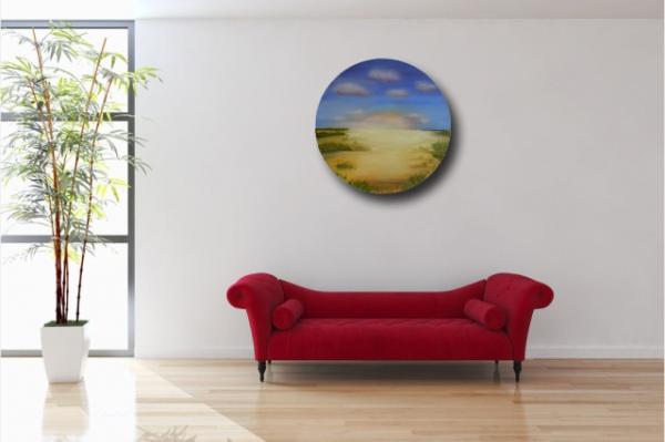 Dune landscape - oil painting on round canvas